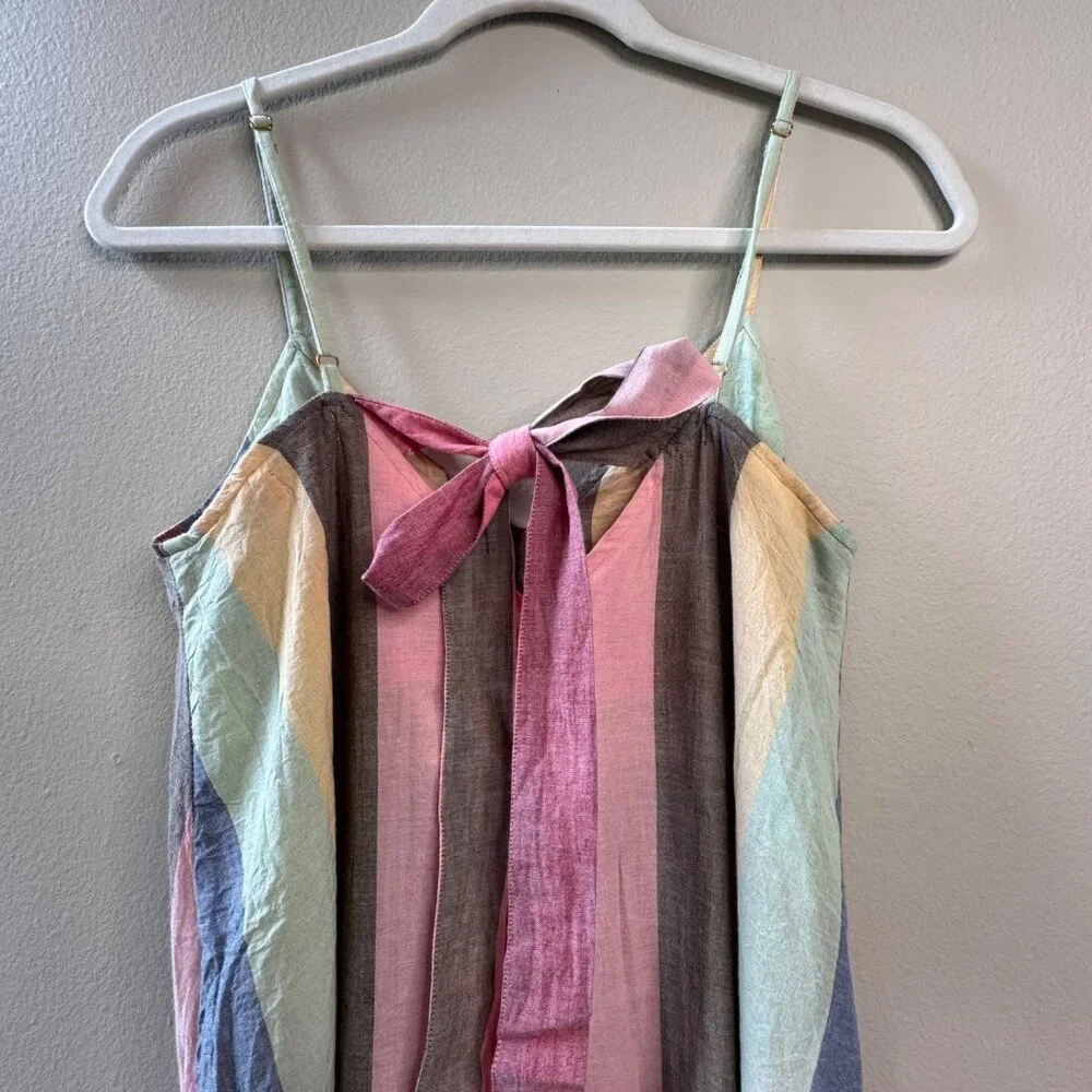 PINK CHICKEN Sterralda Maxi Dress Womens XS Rainbow Stripe Tie Back Sundress - Picture 3 of 9